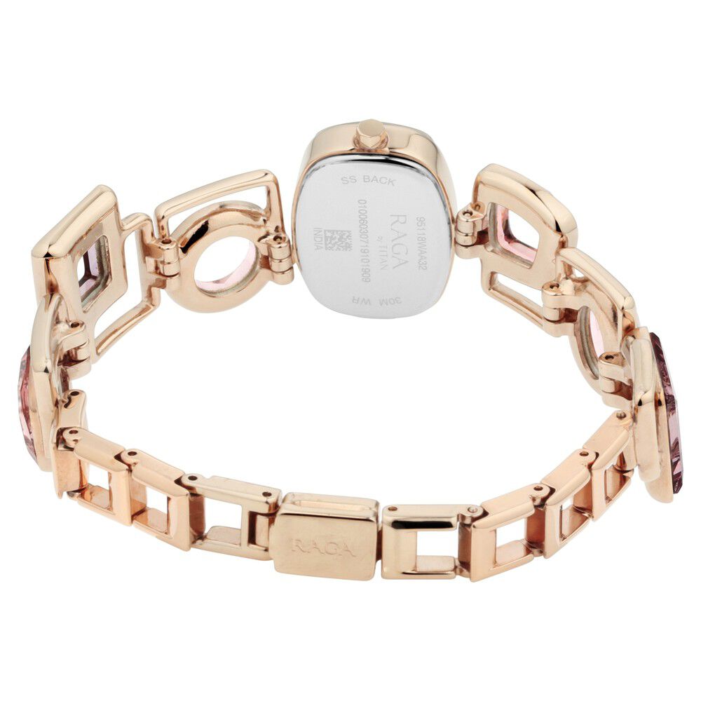 Titan Raga Facets Pink Dial Analog Stainless Steel Strap Watch for Women NS95118WM02