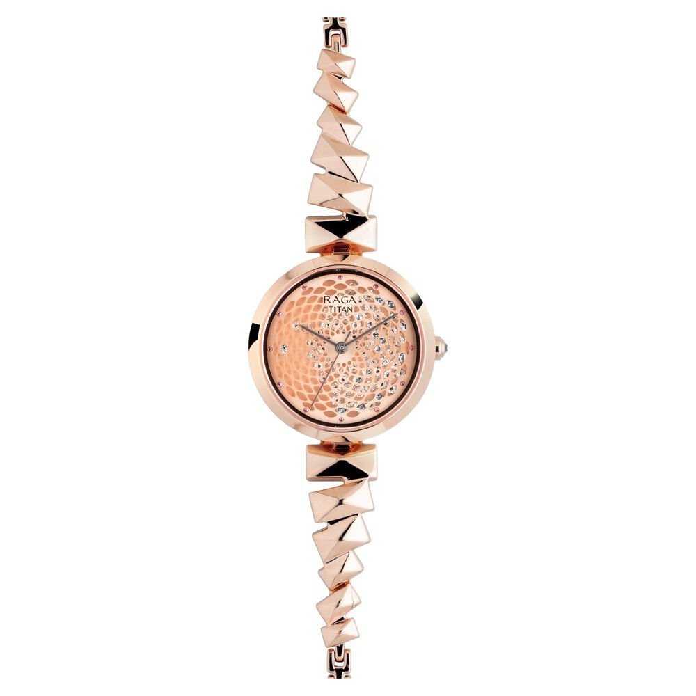 Titan Raga Facets Rose Gold Dial Women Watch With Stainless Steel Strap - The Watch Factory ®