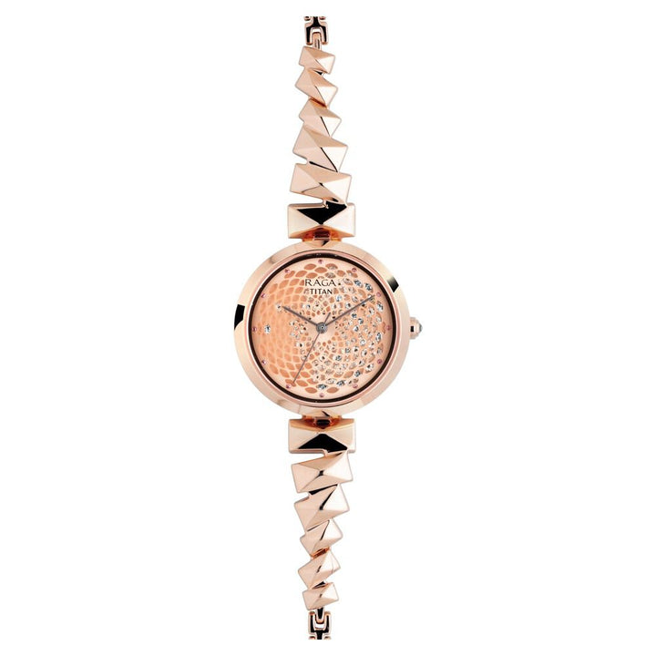 Titan Raga Facets Rose Gold Dial Women Watch With Stainless Steel Strap NS95121WM01