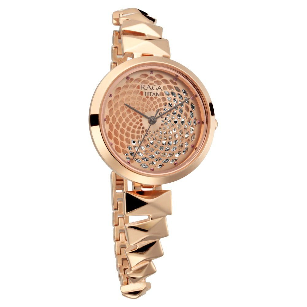 Titan Raga Facets Rose Gold Dial Women Watch With Stainless Steel Strap - The Watch Factory ®