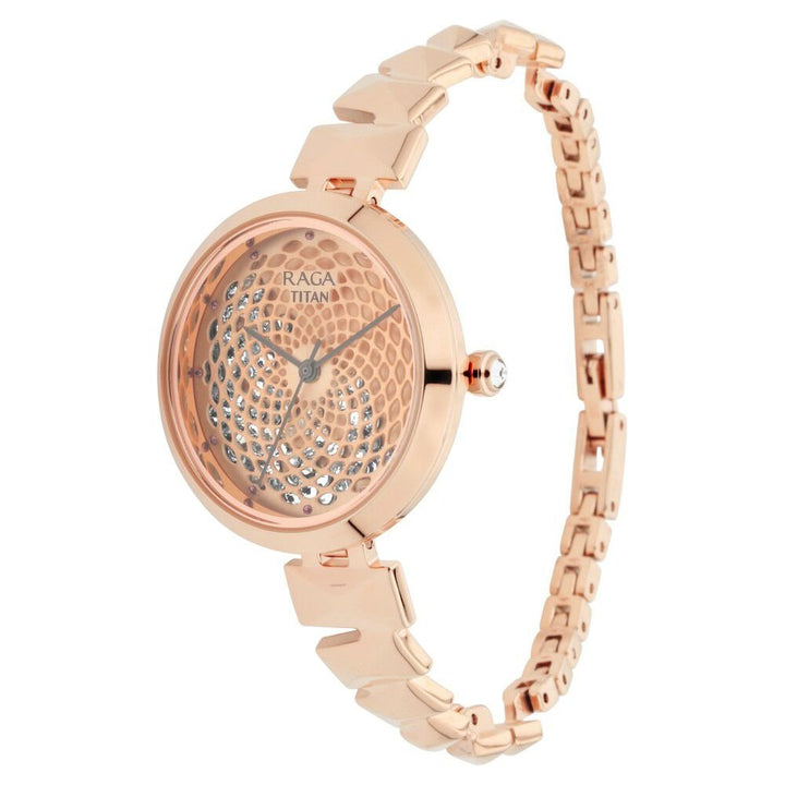 Titan Raga Facets Rose Gold Dial Women Watch With Stainless Steel Strap - The Watch Factory ®