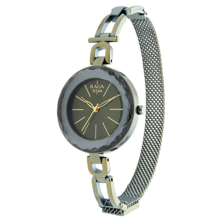 Titan Raga Facets Gun Dial Women Watch With Stainless Steel Strap NS95122QM01