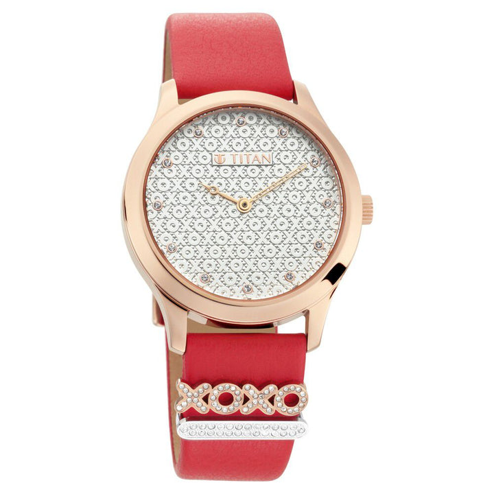 Titan Charming LoveWhite Dial Analog Leather Strap watch for Women NR95124WL01F