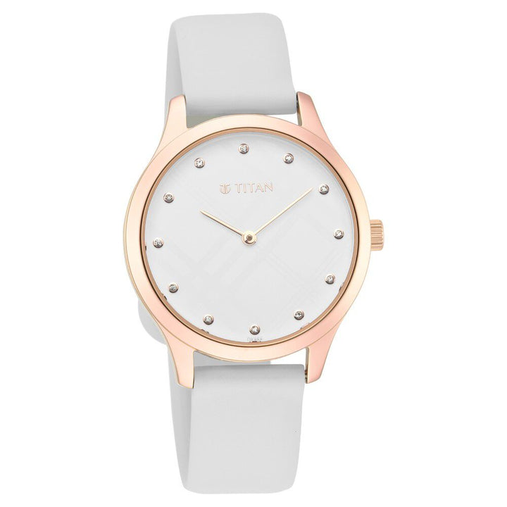 Titan Athleisure White Dial Analog Rubber Strap Watch for Women NS95125WP01