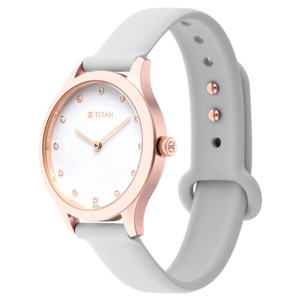 Titan Athleisure White Dial Analog Rubber Strap Watch for Women NS95125WP01