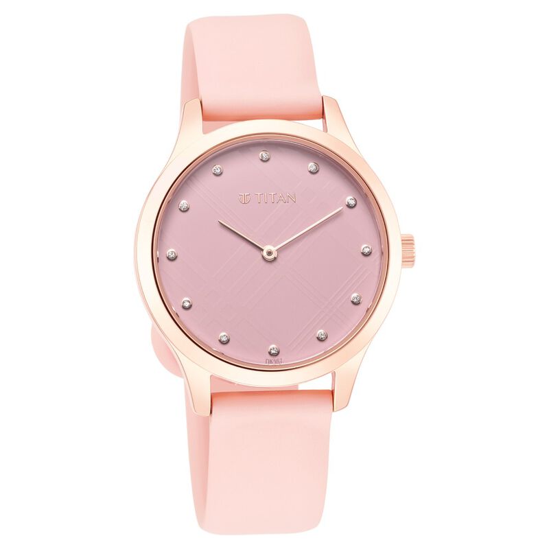 Titan Athleisure Pink Dial Analog Rubber Strap Watch For Women