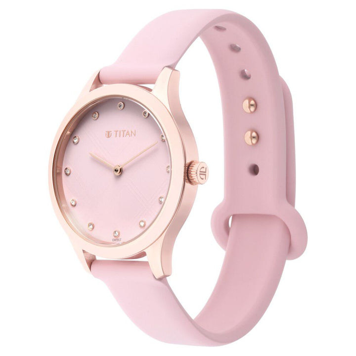 Titan Athleisure Pink Dial Analog Rubber Strap watch for Women - The Watch Factory ®
