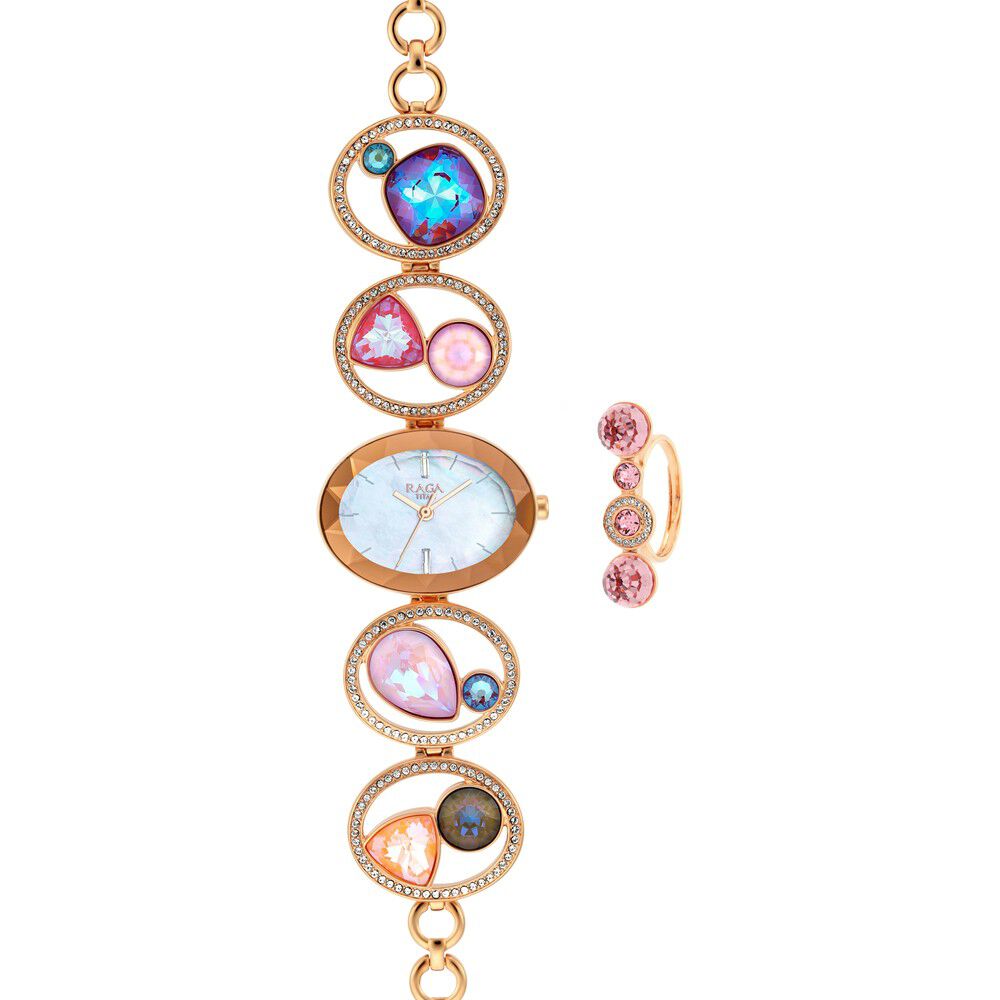 Titan Raga Moments of Joy Mother of Pearl Dial Analog Metal Strap watch for Women NR95127WM01F