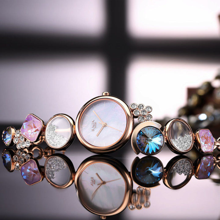 Titan Raga Moments Of Joy Quartz Analog Mother of Pearl Round Dial Rose Gold Metal Strap Watch For Women - The Watch Factory ®