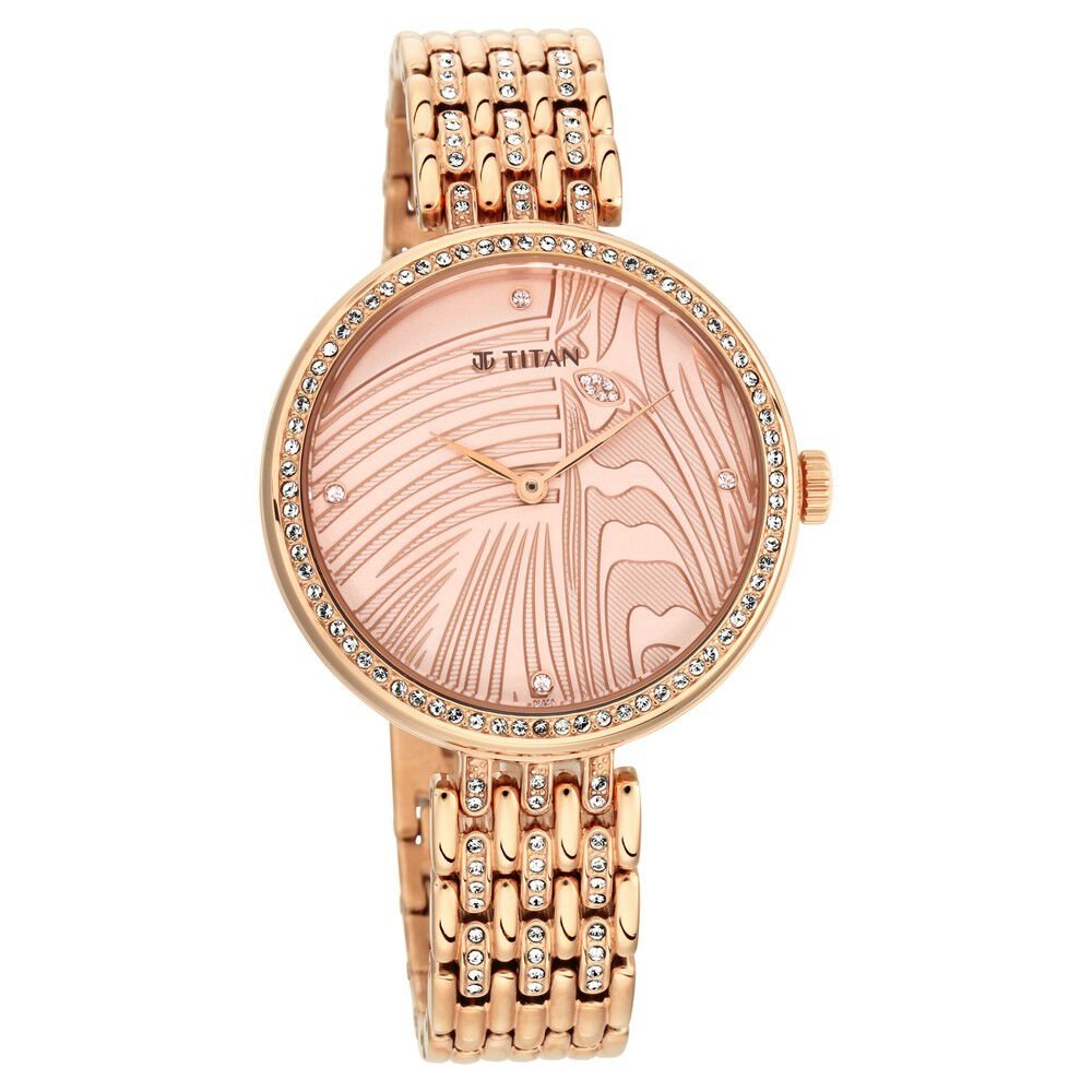Titan Animalia Quartz Analog Dial Rose Gold Stainless Steel Strap Watch For Women - The Watch Factory ®