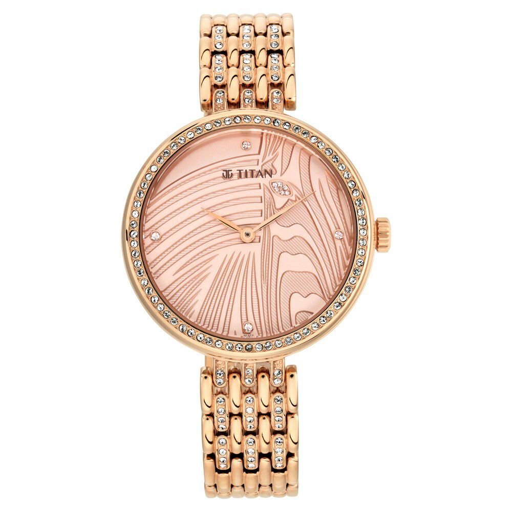 Titan Animalia Quartz Analog Dial Rose Gold Stainless Steel Strap Watch For Women - The Watch Factory ®