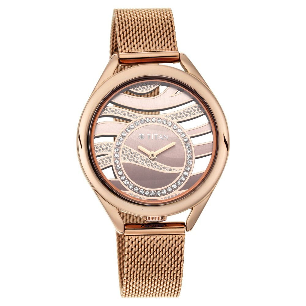 Titan Animalia Quartz Analog Dial Brown Stainless Steel Strap Watch For Women - The Watch Factory ®