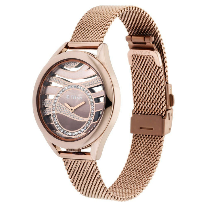 Titan Animalia Quartz Analog Dial Brown Stainless Steel Strap Watch For Women - The Watch Factory ®