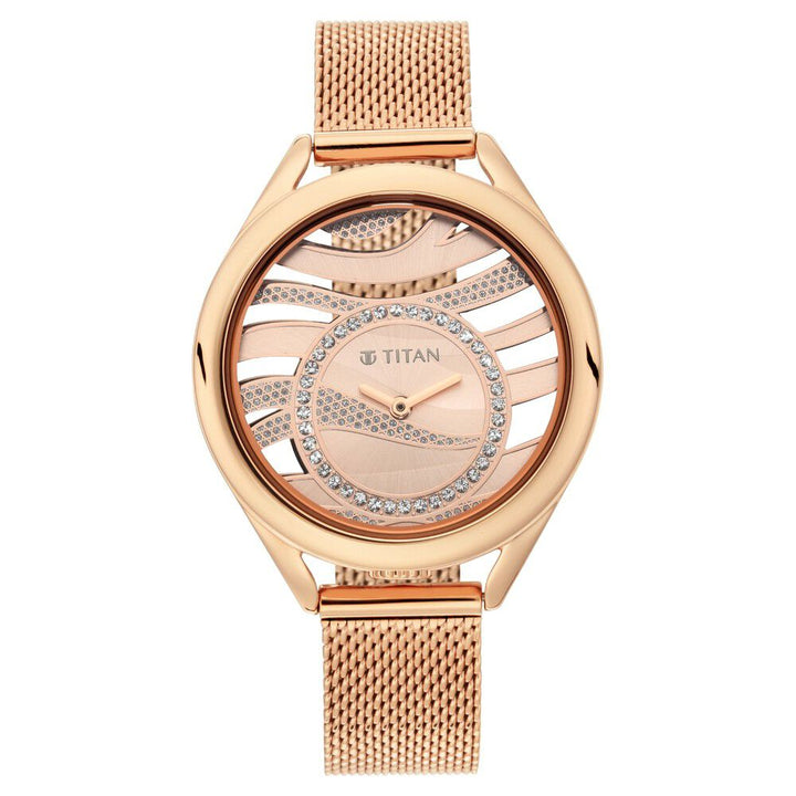 Titan Animalia Quartz Analog Stainless Steel Strap Watch for Women NS95130WM01