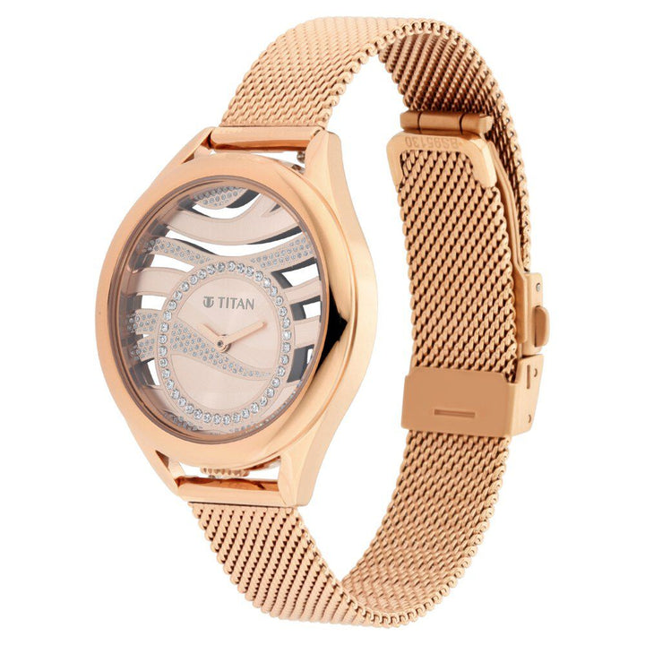 Titan Animalia Quartz Analog Stainless Steel Strap Watch for Women NS95130WM01