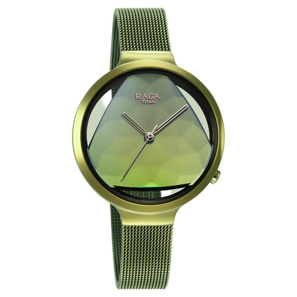 Titan Raga Moments of Joy Green Dial Analog Stainless Steel Strap Watch for Women - The Watch Factory ®