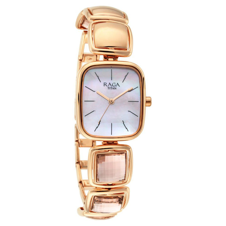 Titan Raga Moments of Joy Mother of Pearl Dial Analog Rose Gold Metal Strap watch for Women - The Watch Factory ®