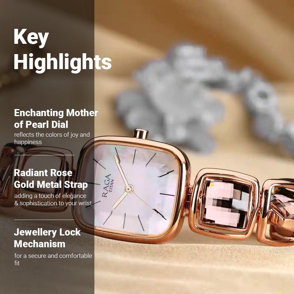 Titan Raga Moments of Joy Mother of Pearl Dial Analog Rose Gold Metal Strap watch for Women - The Watch Factory ®