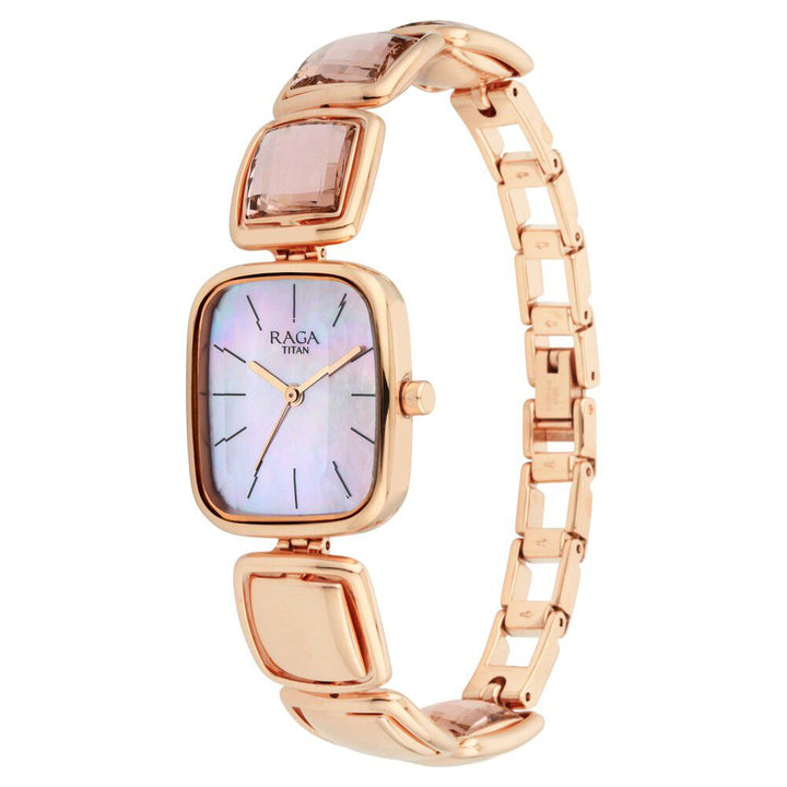 Titan Raga Moments of Joy Mother of Pearl Dial Analog Rose Gold Metal Strap watch for Women - The Watch Factory ®