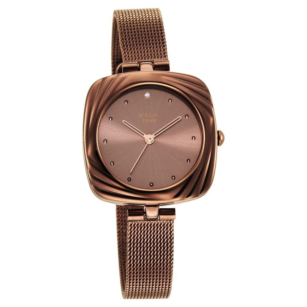 Titan Raga Moments of Joy Brown Dial Analog Stainless Steel Strap Watch for Women - The Watch Factory ®