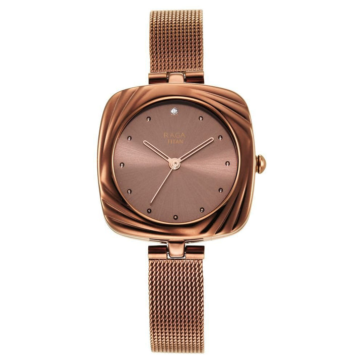 Titan Raga Moments of Joy Brown Dial Analog Stainless Steel Strap Watch for Women - The Watch Factory ®