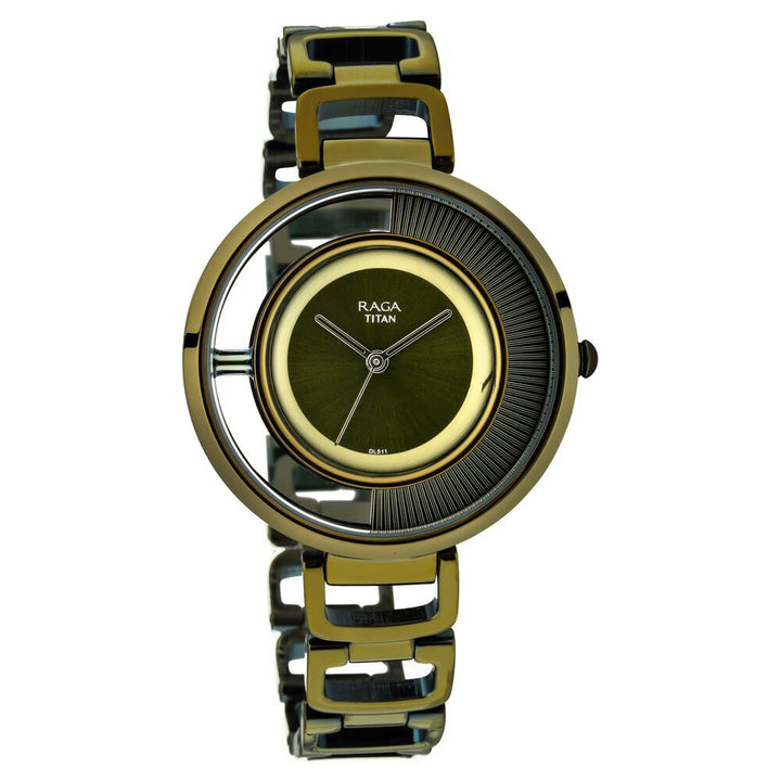 Titan Raga Moments Of Joy Green Dial Women Watch With Metal Strap - The Watch Factory ®