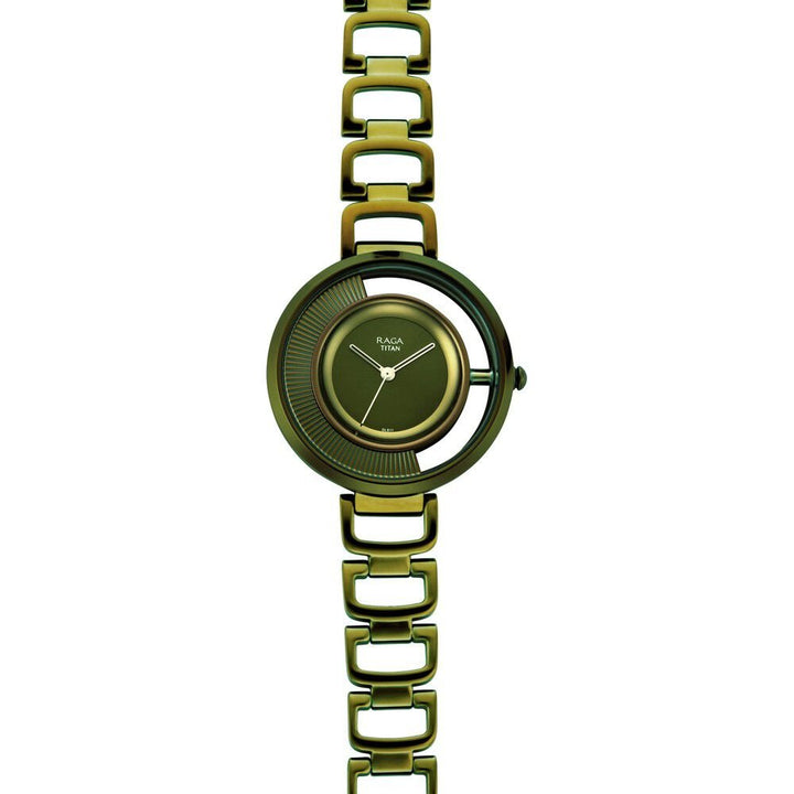 Titan Raga Moments Of Joy Green Dial Women Watch With Metal Strap - The Watch Factory ®