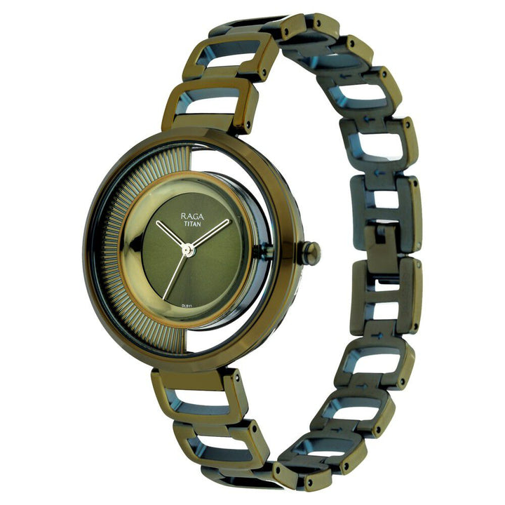 Titan Raga Moments Of Joy Green Dial Women Watch With Metal Strap - The Watch Factory ®