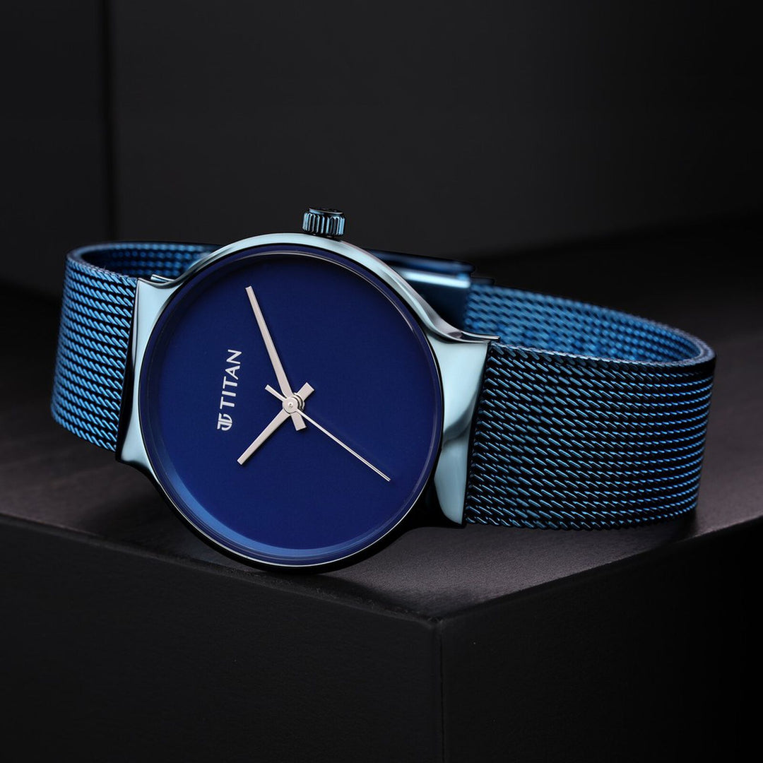Titan 95141QM01 Blue Dial Women&