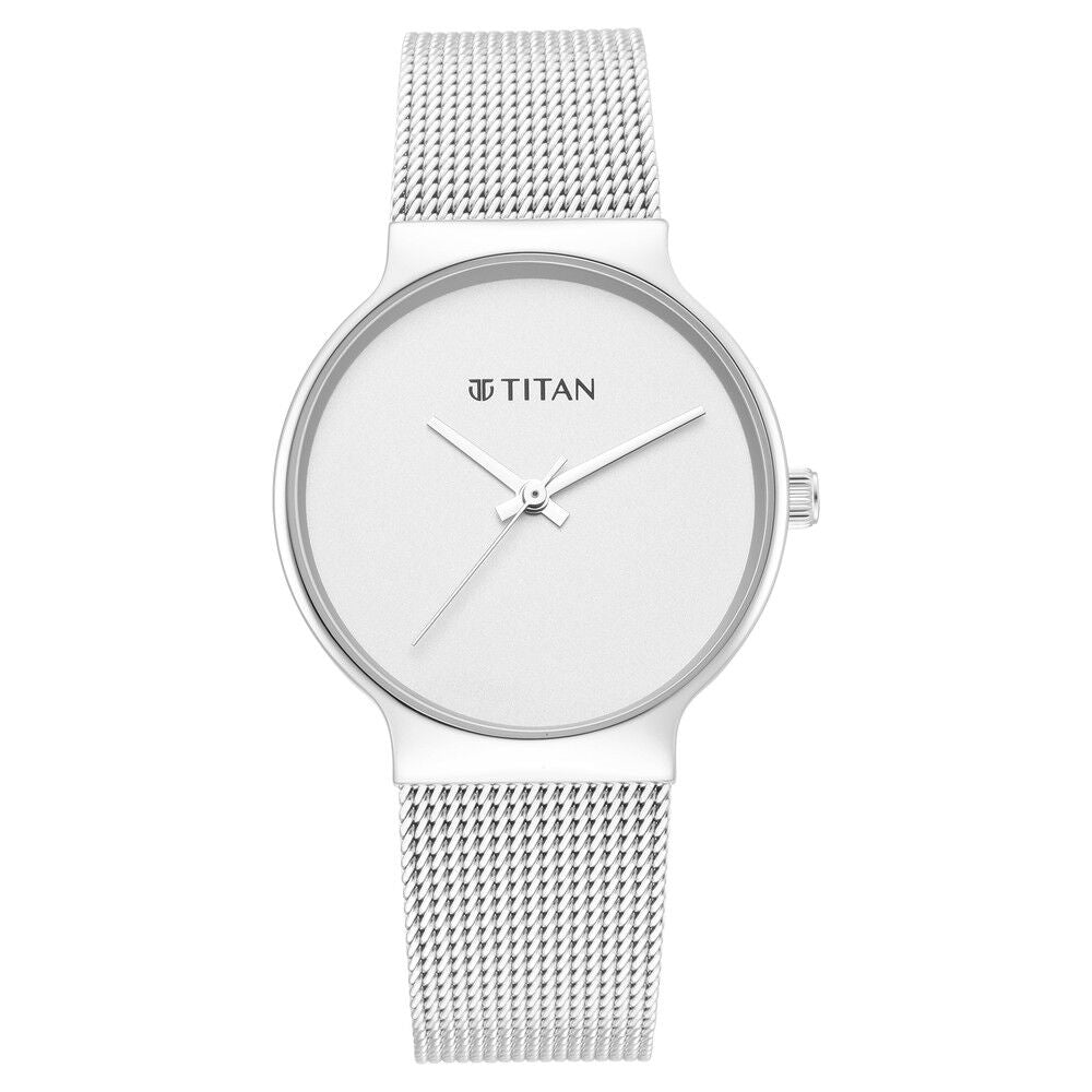 Titan Slimline Silver Dial Analog Stainless Steel Strap watch for Women NS95141SM01
