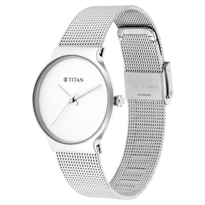 Titan Slimline Silver Dial Analog Stainless Steel Strap watch for Women NS95141SM01