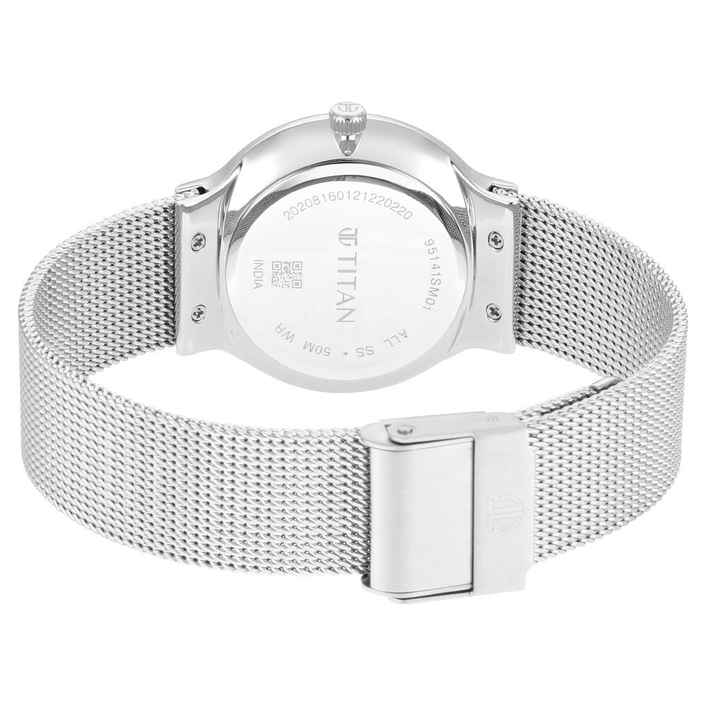 Titan Slimline Silver Dial Analog Stainless Steel Strap watch for Women NS95141SM01