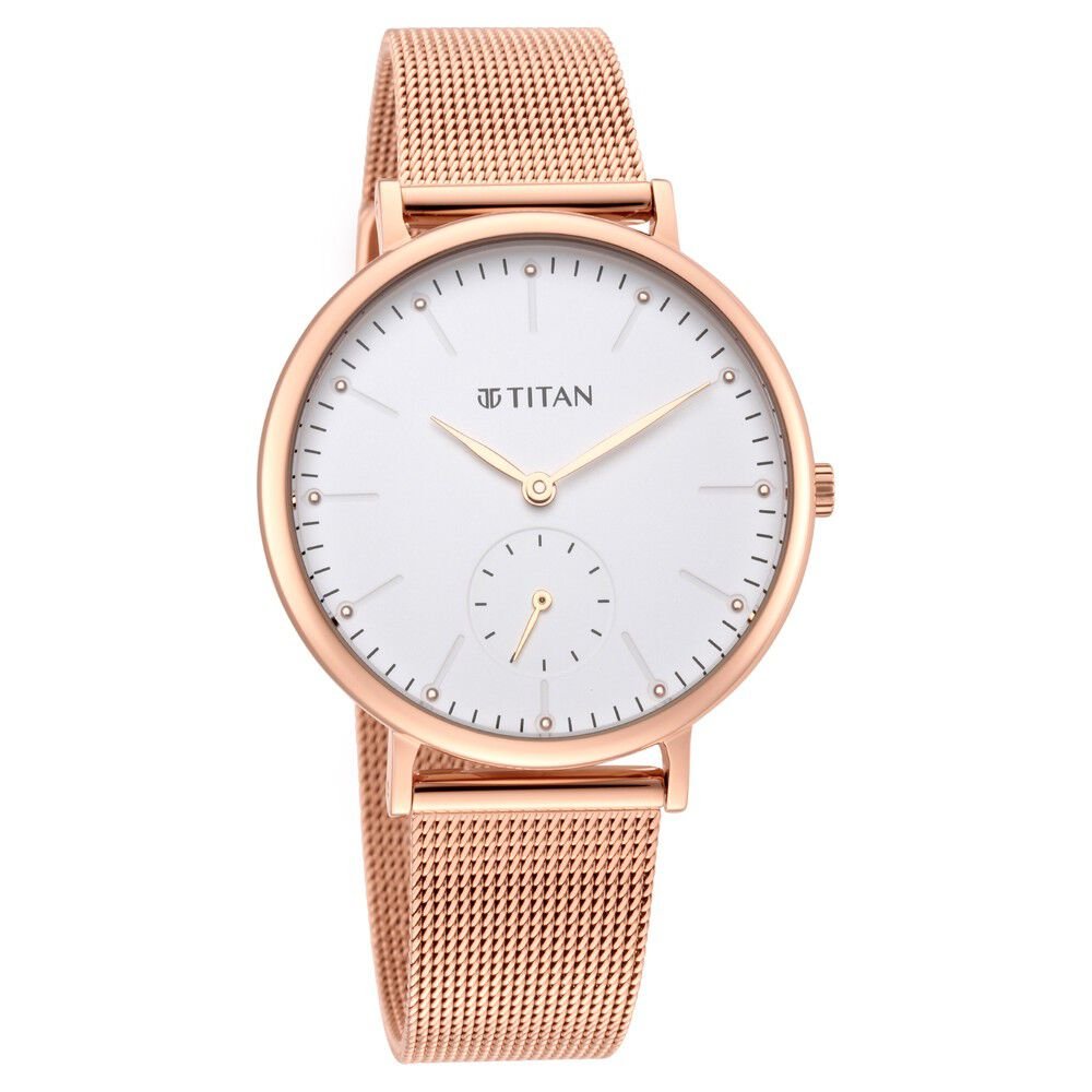 Titan Slimline White Dial Analog with Date Stainless Steel Strap watch for Women - The Watch Factory ®