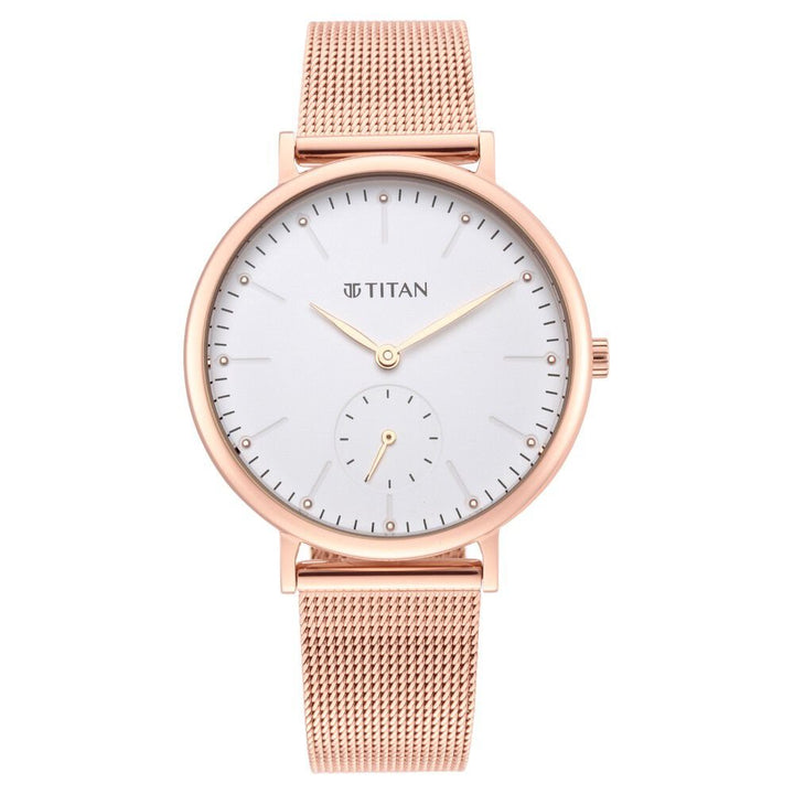 Titan Slimline White Dial Analog with Date Stainless Steel Strap watch for Women - The Watch Factory ®