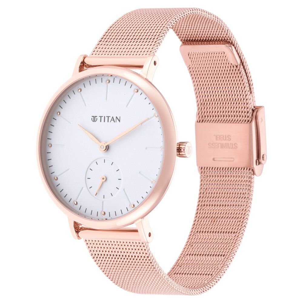 Titan Slimline White Dial Analog with Date Stainless Steel Strap watch for Women - The Watch Factory ®