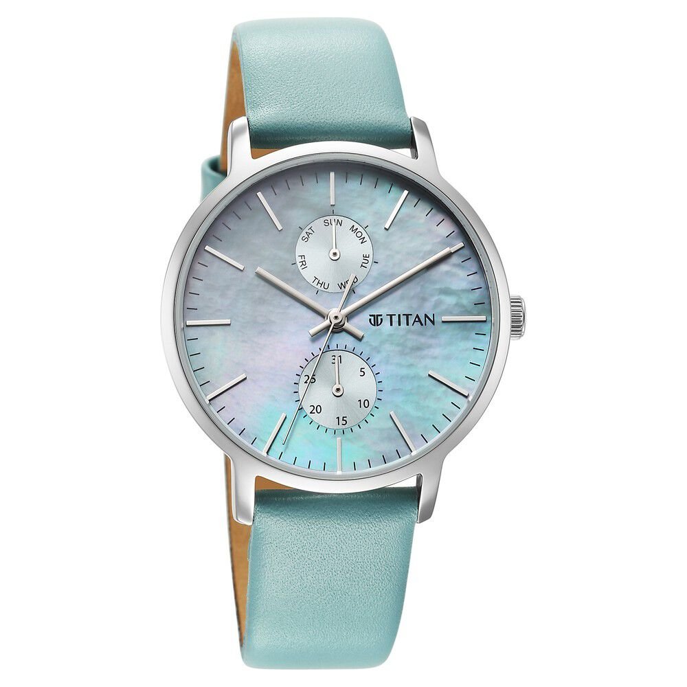 Titan Workwear Slimline Mother Of Pearl Dial Leather Strap Watch for Women - The Watch Factory ®