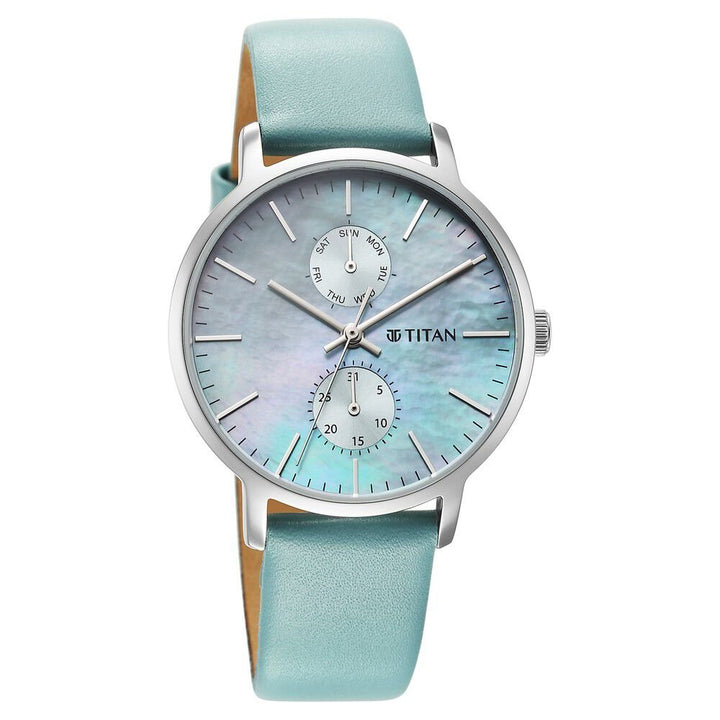 Titan Workwear Slimline Mother Of Pearl Dial Leather Strap Watch for Women - The Watch Factory ®