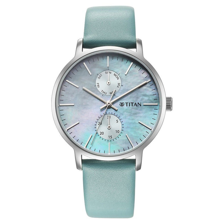 Titan Workwear Slimline Mother Of Pearl Dial Leather Strap Watch for Women - The Watch Factory ®