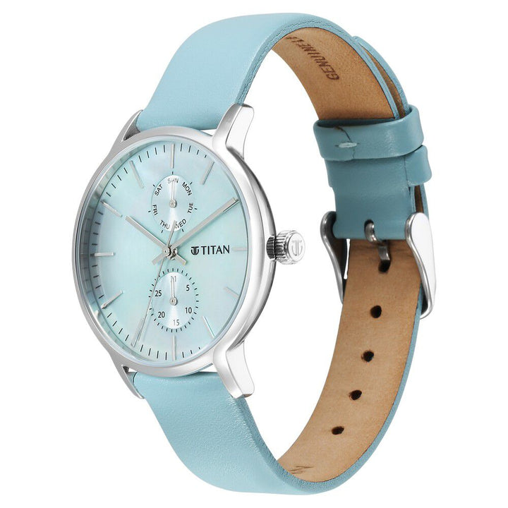 Titan Workwear Slimline Mother Of Pearl Dial Leather Strap Watch for Women - The Watch Factory ®