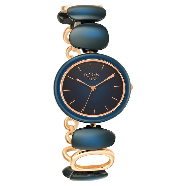Titan Raga Ceramics Blue Dial Analog Metal Strap watch for Women NS95146KD01