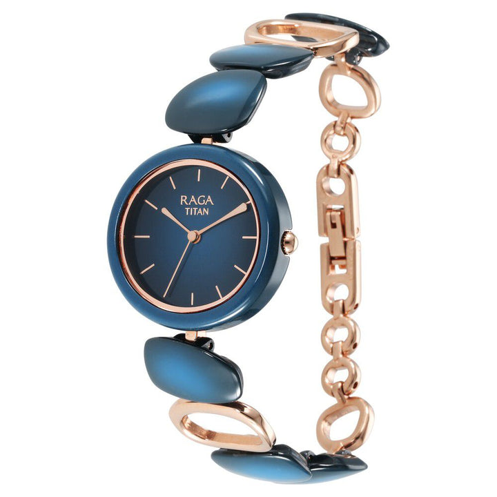 Titan Raga Ceramics Blue Dial Analog Metal Strap watch for Women NS95146KD01