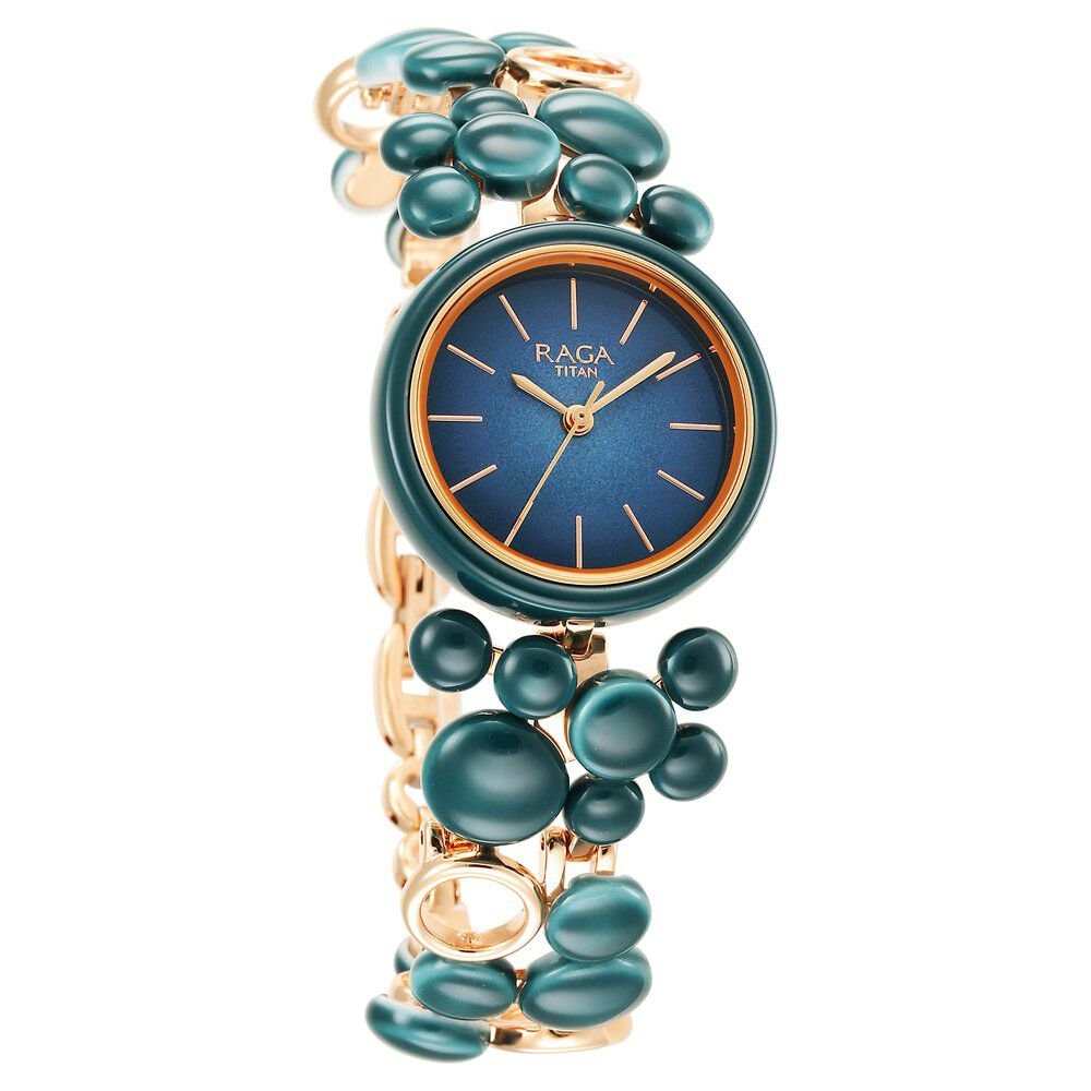 Titan Quartz Analog Blue Dial Metal Strap Watch for Women - The Watch Factory ®