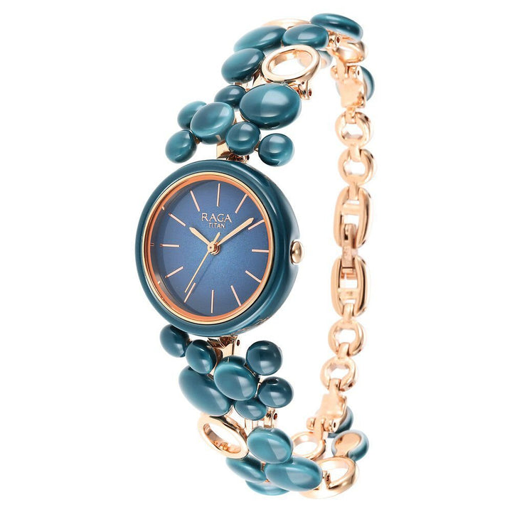 Titan Quartz Analog Blue Dial Metal Strap Watch for Women - The Watch Factory ®