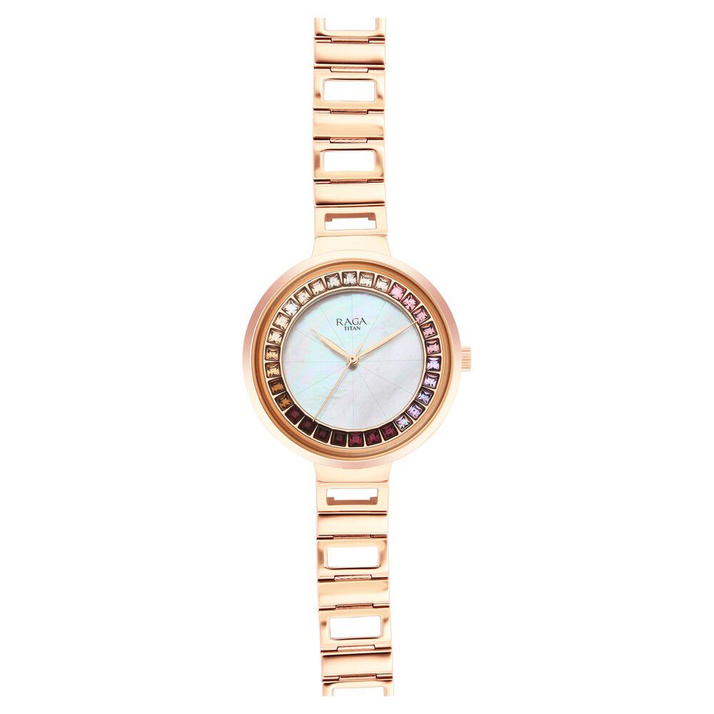 Titan Raga Love All Mother Of Pearl Dial Women Watch With Metal Strap NS95150WM01