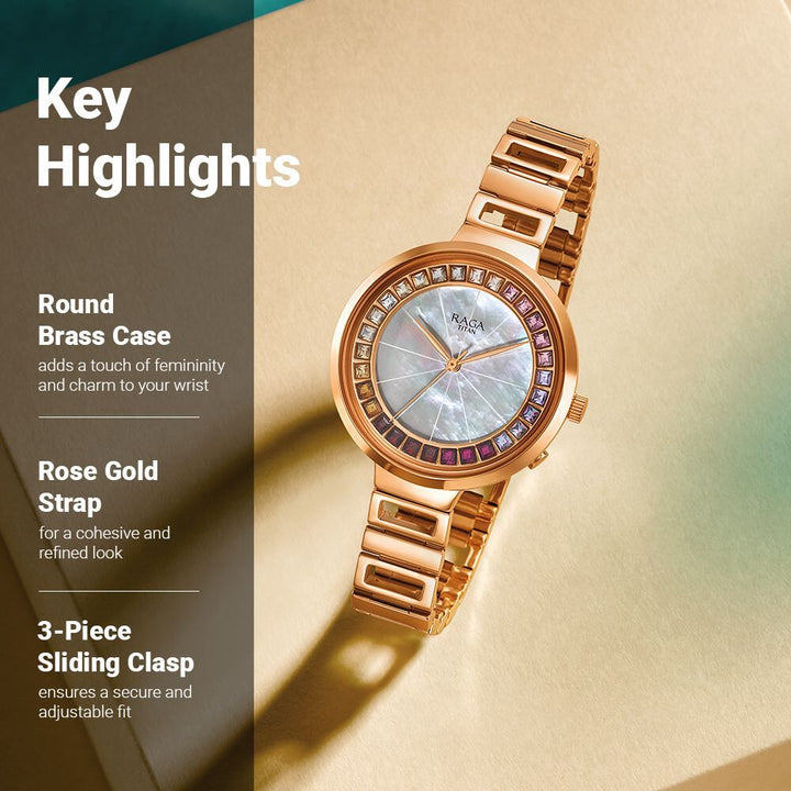 Titan Raga Love All Mother Of Pearl Dial Women Watch With Metal Strap - The Watch Factory ®