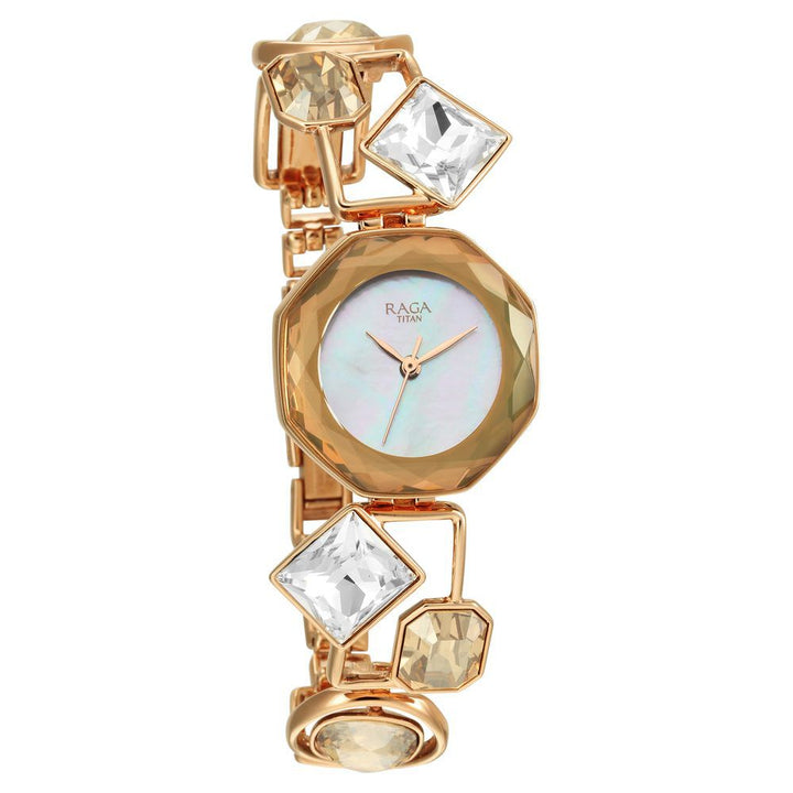 Titan Raga Love All Analog Mother of pearl Dial Metal Strap Watch for Women NS95151WM01