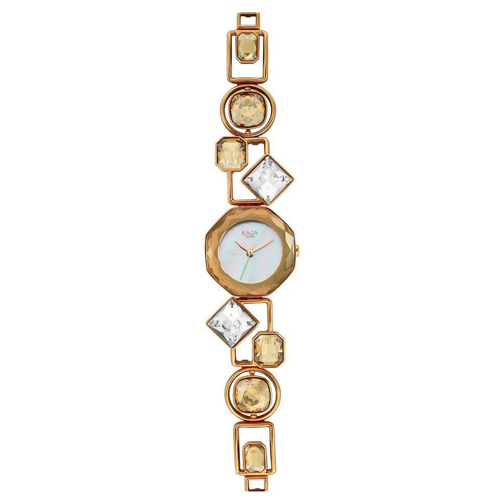 Titan Raga Love All Analog Mother of pearl Dial Metal Strap Watch for Women NS95151WM01