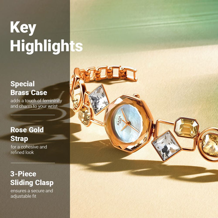 Titan Raga Love All Analog Mother of pearl Dial Metal Strap Watch for Women NS95151WM01