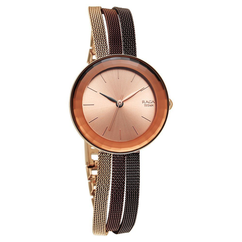 Titan Raga Delight Rose Gold Dial Women Watch With Stainless Steel Strap - The Watch Factory ®