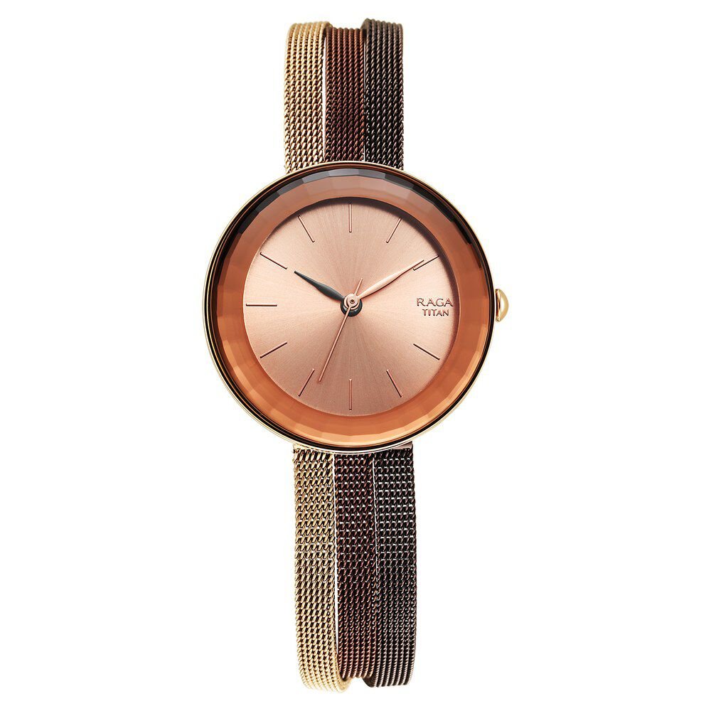 Titan Raga Delight Rose Gold Dial Women Watch With Stainless Steel Strap - The Watch Factory ®
